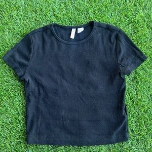 H&M DIVIDED Basic Ribbed Crop Top Black Size M